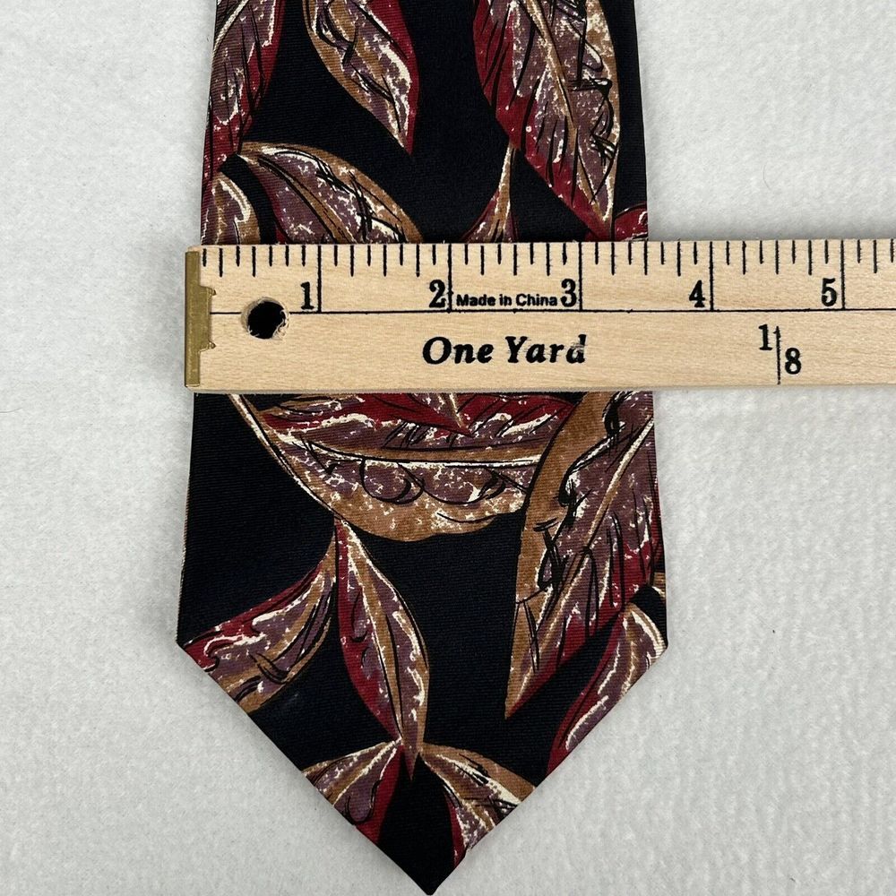 Christian Dior Monsieur Neck Tie‎ Black Acanthus Leaves 100% Silk Made in USA - Picture 7 of 7